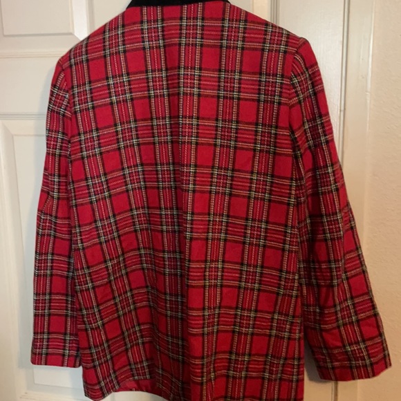 Sag Harbor Petite wool red plaid blazer size 10 40% wool 1 button front, lined - Picture 5 of 10